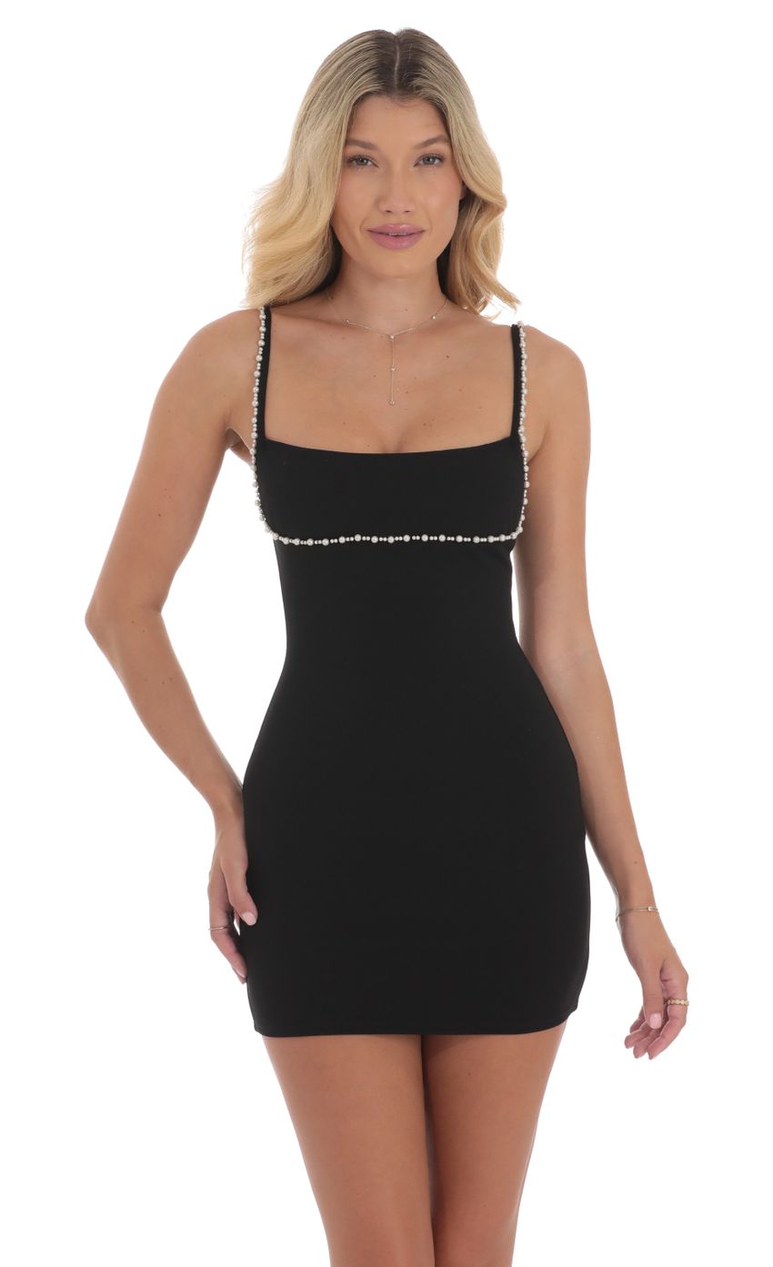 Picture Pearl Outline Bodycon Dress in Black. Source: https://media-img.lucyinthesky.com/data/Aug24/850xAUTO/3cb6a608-185a-469c-8d8c-d6b9e20d1dee.jpg