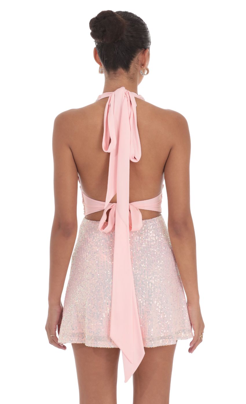 Picture Sequin Halter Dress in Pink. Source: https://media-img.lucyinthesky.com/data/Aug24/850xAUTO/3e1c9986-d1b5-4f99-981e-4526a7029a6b.jpg