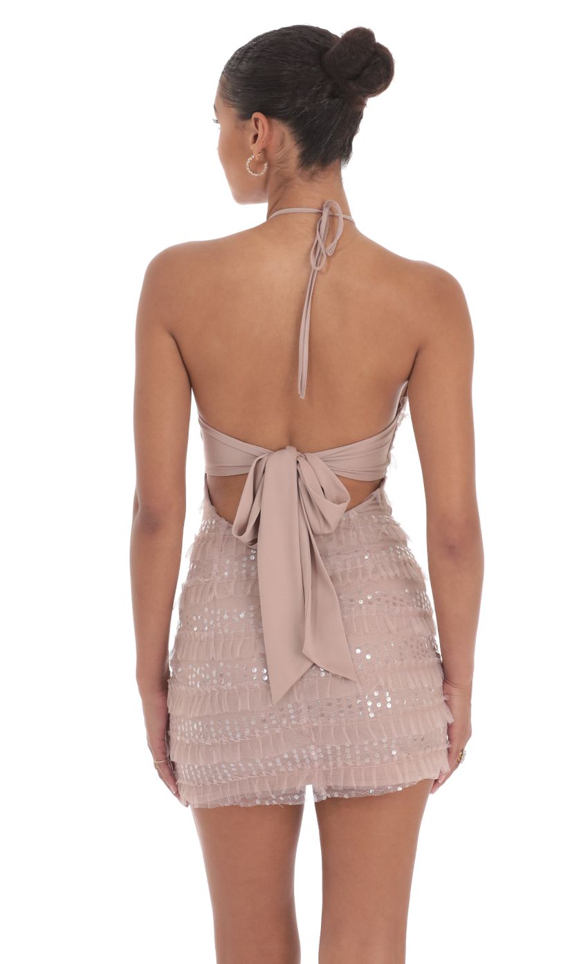 Picture Sequin Ruffle Halter Bodycon Dress in Mauve. Source: https://media-img.lucyinthesky.com/data/Aug24/850xAUTO/5fd91d01-00ae-45c6-808c-9749abdbb481.jpg