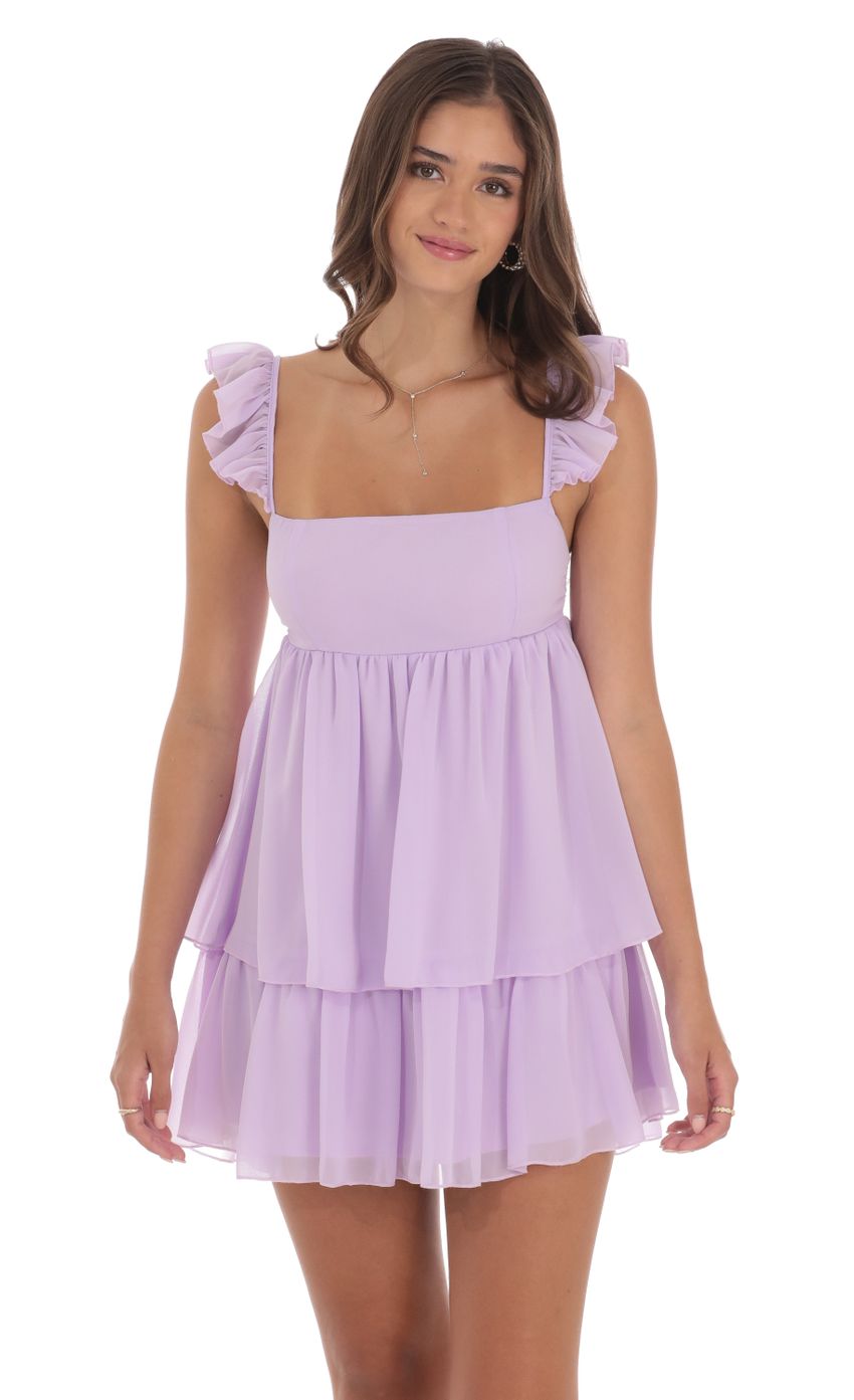 Picture Chiffon Ruffle Dress in Lavender. Source: https://media-img.lucyinthesky.com/data/Aug24/850xAUTO/619c5896-a159-462e-98a0-7e1c5b5821e3.jpg