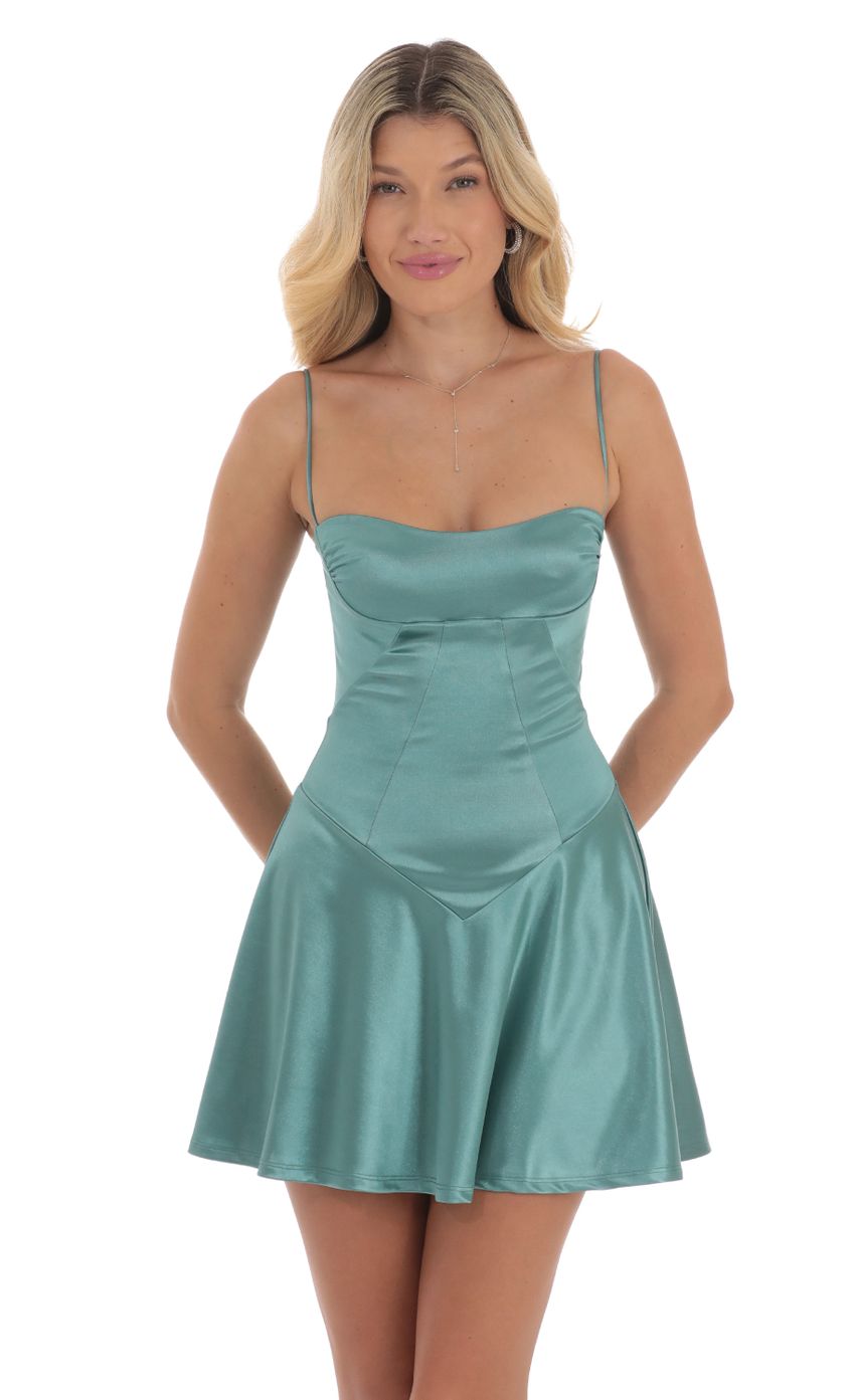 Picture Satin V-Drop Waist Dress in Slate Green. Source: https://media-img.lucyinthesky.com/data/Aug24/850xAUTO/6514f10d-dbb2-4172-8671-32b0df8de644.jpg