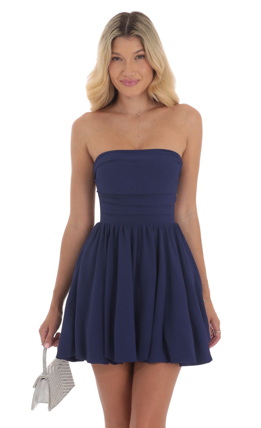 Picture Strapless Bubble Dress in Indigo. Source: https://media-img.lucyinthesky.com/data/Aug24/850xAUTO/662f9e9e-e8c9-4ae8-87a4-95b253dca613.jpg