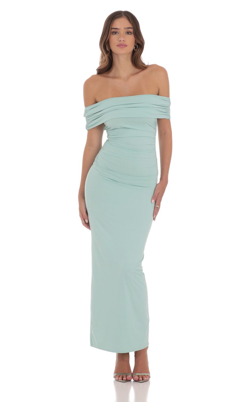 Product image for Off Shoulder Maxi Dress in Mint Green