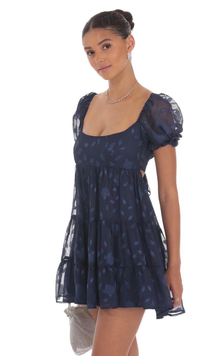 Picture Floral Chiffon Fit and Flare Dress in Navy. Source: https://media-img.lucyinthesky.com/data/Aug24/850xAUTO/7c415505-4468-4edb-bba1-b7bc8afd19ba.jpg