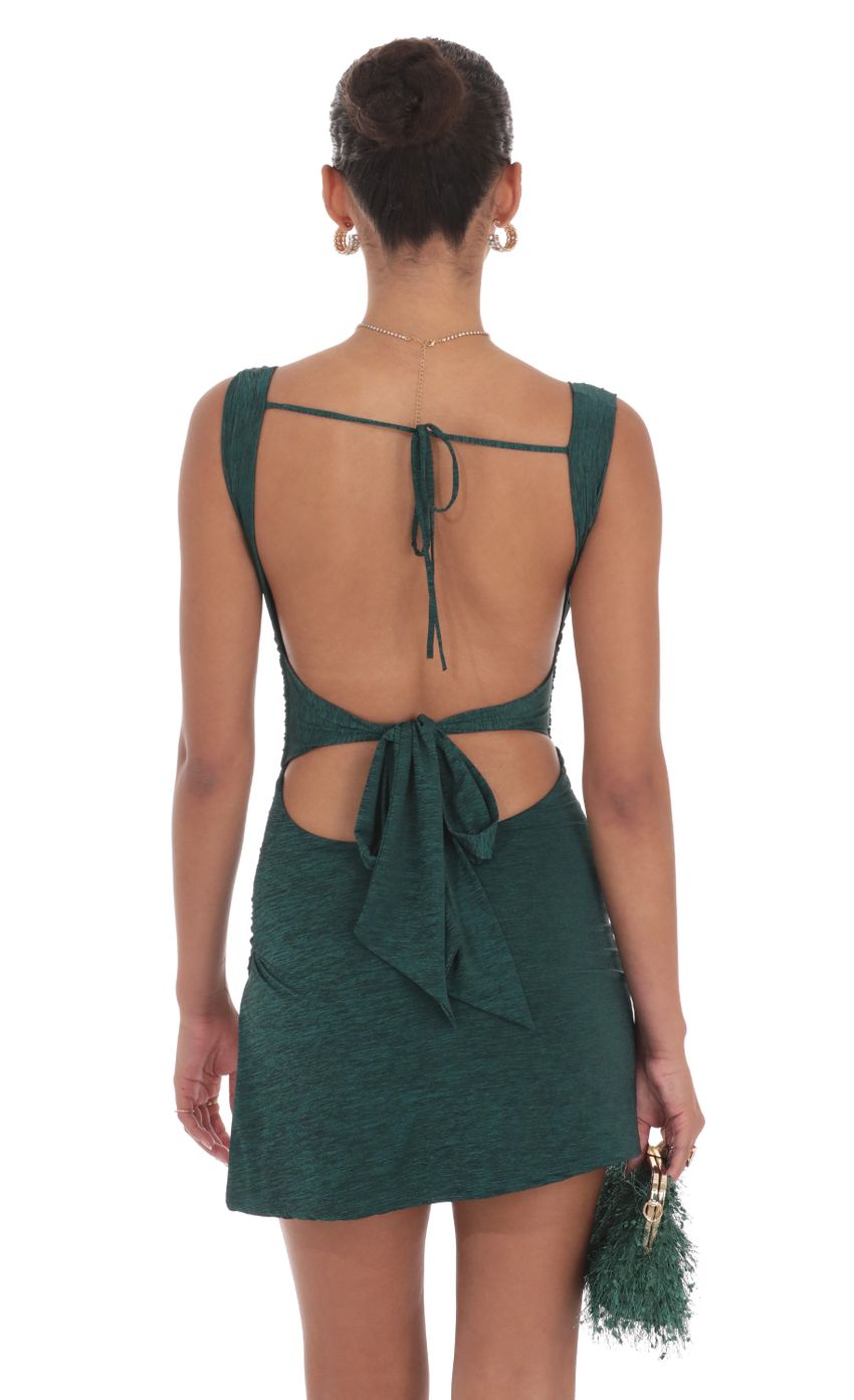 Picture Ruched Bodycon Dress in Heather Green. Source: https://media-img.lucyinthesky.com/data/Aug24/850xAUTO/80b8c4bc-1130-40c0-ab54-179808ca2fdb.jpg