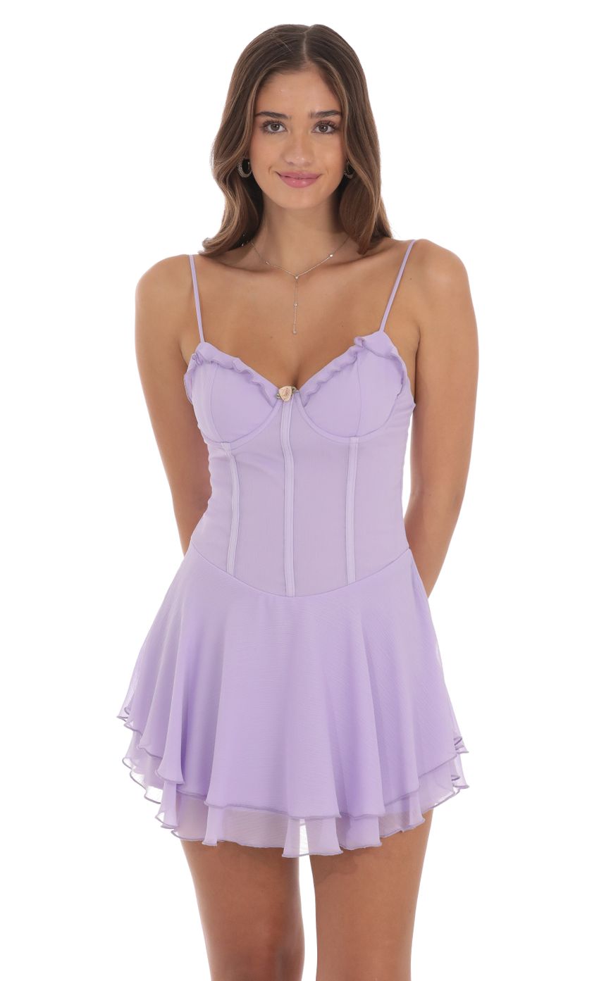 Picture Chiffon Flower Flare Dress in Lavender. Source: https://media-img.lucyinthesky.com/data/Aug24/850xAUTO/8b854c4d-d411-4cd6-ac75-7148010cf6df.jpg