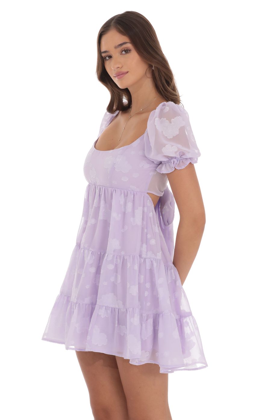 Product image for Floral Chiffon Fit and Flare Dress in Lavender