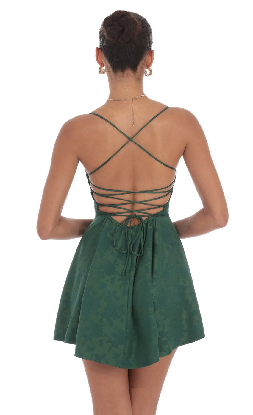 Picture Jacquard Fit and Flare Dress in Green. Source: https://media-img.lucyinthesky.com/data/Aug24/850xAUTO/b2028d8a-9226-483f-86e4-902ee0928d84.jpg