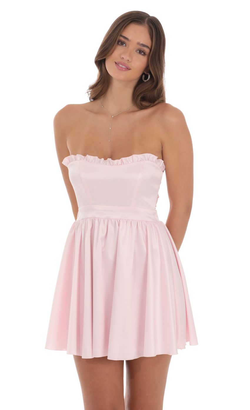 Picture Strapless Satin A-line Dress in Pink. Source: https://media-img.lucyinthesky.com/data/Aug24/850xAUTO/c6afaedf-fc6d-4bd4-9266-86651c02dab2.jpg