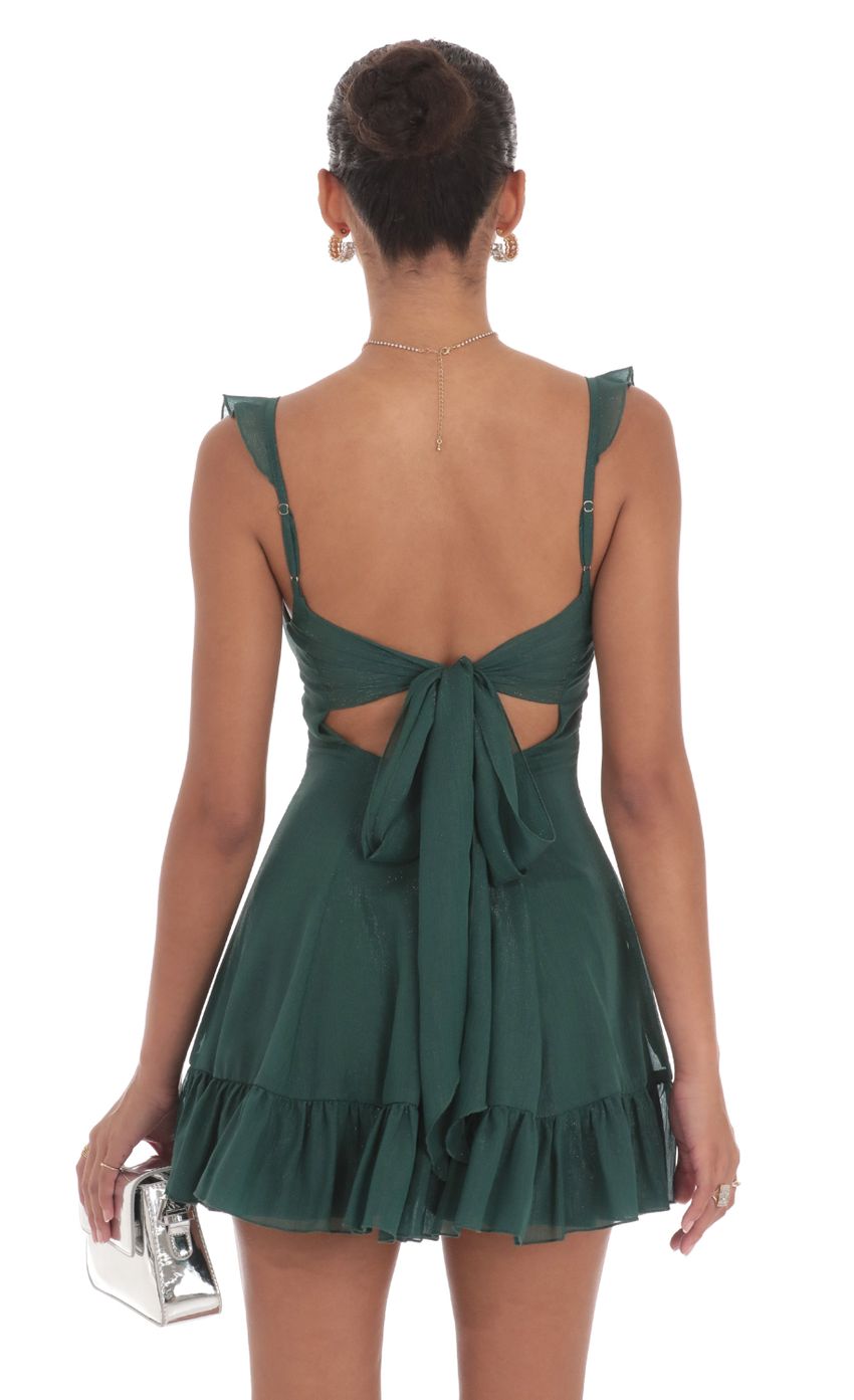 Picture Shimmer Chiffon Ruffle Strap Dress in Green. Source: https://media-img.lucyinthesky.com/data/Aug24/850xAUTO/c6e613aa-7149-4dcc-b3ea-dc7f567beb6a.jpg