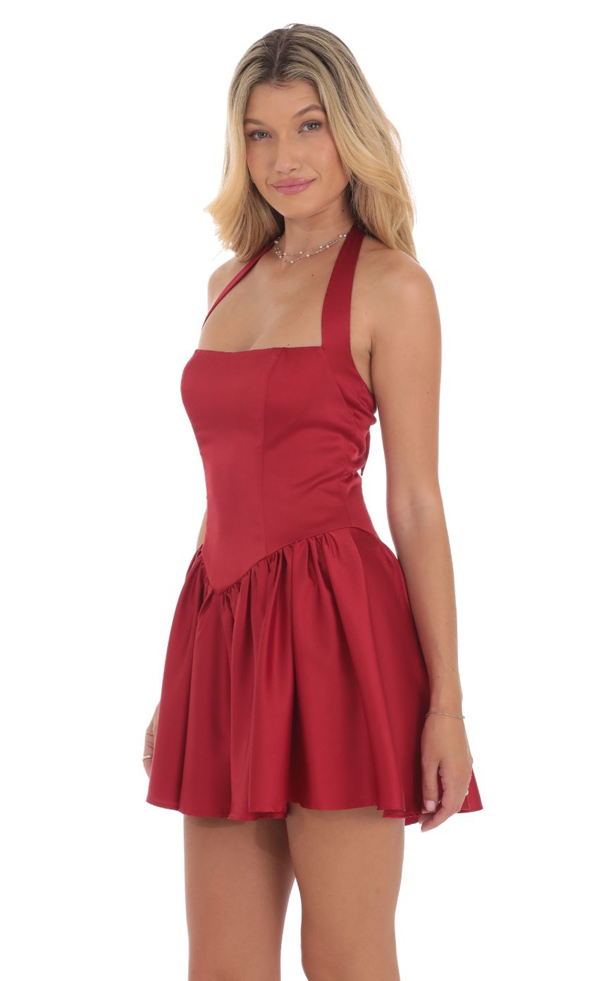 Picture Satin Halter A-line Dress in Red. Source: https://media-img.lucyinthesky.com/data/Aug24/850xAUTO/c90970c6-7376-4248-ad75-2e4a0d4519a1.jpg