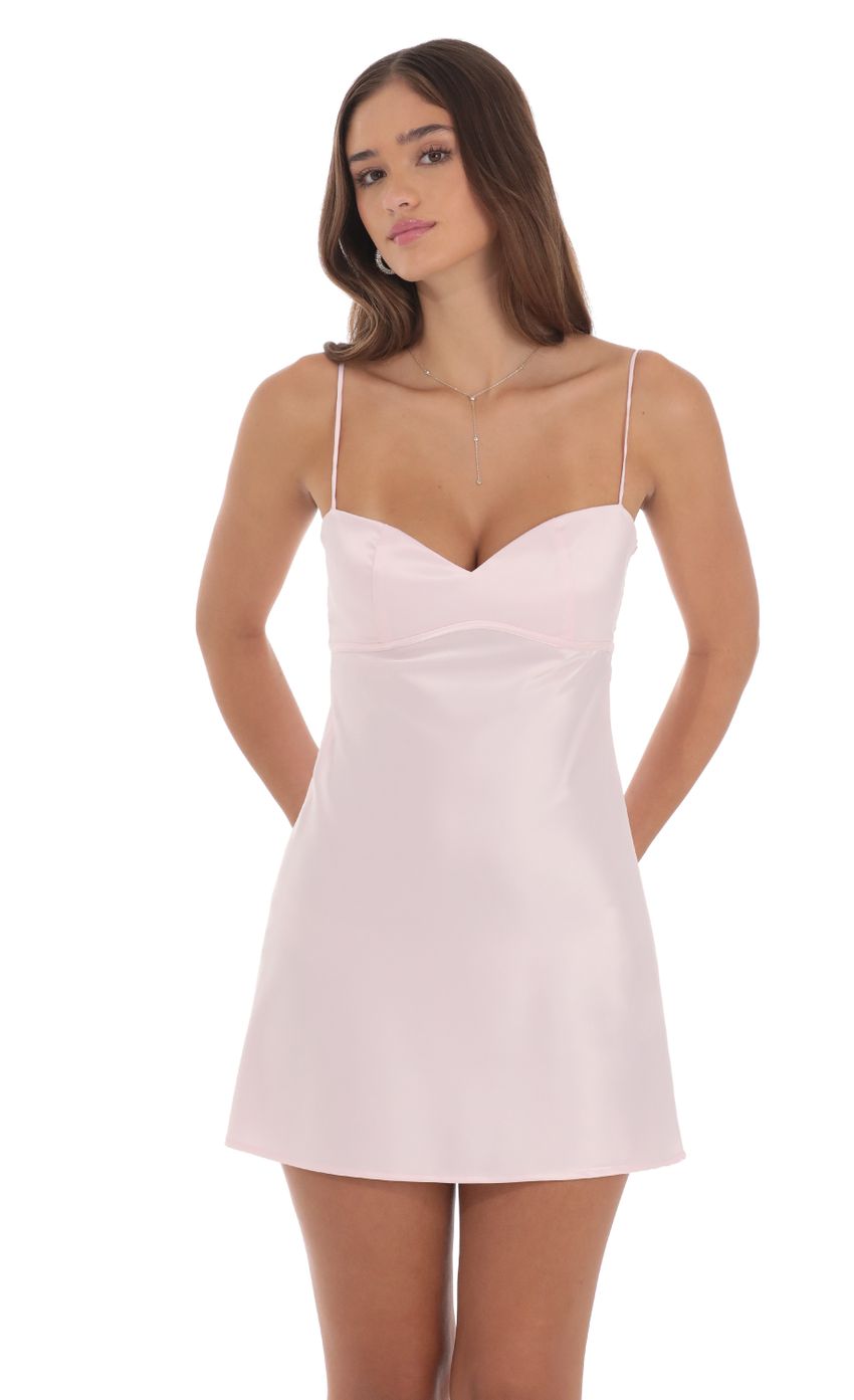 Picture Satin Sweetheart Neck Dress in Pink. Source: https://media-img.lucyinthesky.com/data/Aug24/850xAUTO/d8baebbc-4b33-48dd-993a-c9dc3cb1c104.jpg