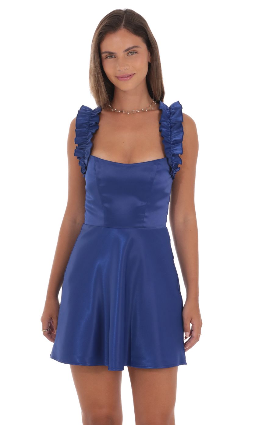 Picture Satin Ruffle Strap A-line Dress in Blue. Source: https://media-img.lucyinthesky.com/data/Aug24/850xAUTO/dcc51fe9-4859-4678-9a1a-3c4244b7de87.jpg