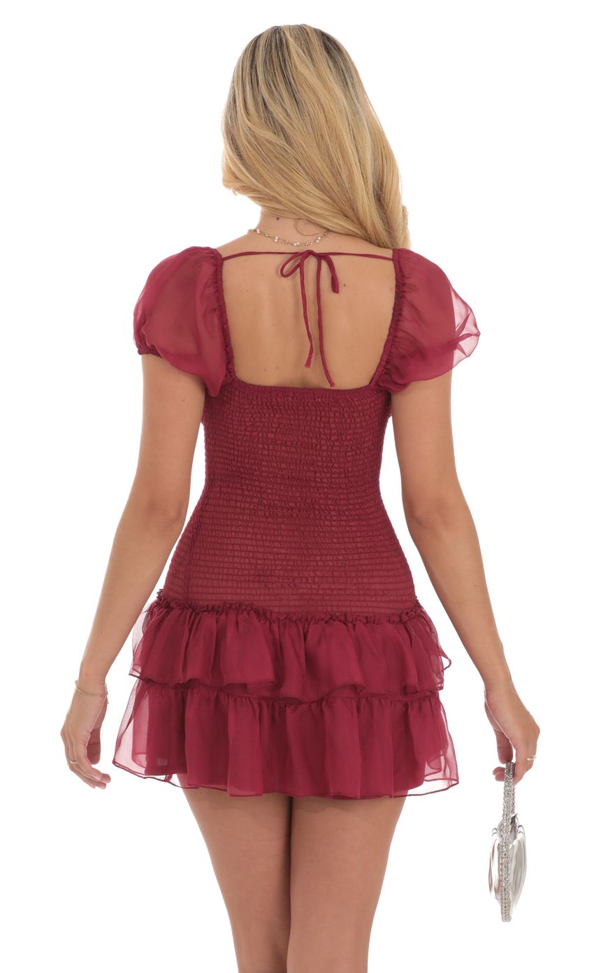 Picture Smocked Ruffle Dress in Maroon. Source: https://media-img.lucyinthesky.com/data/Aug24/850xAUTO/e0a80703-61f7-40a3-b7c4-2976ea7b87af.jpg