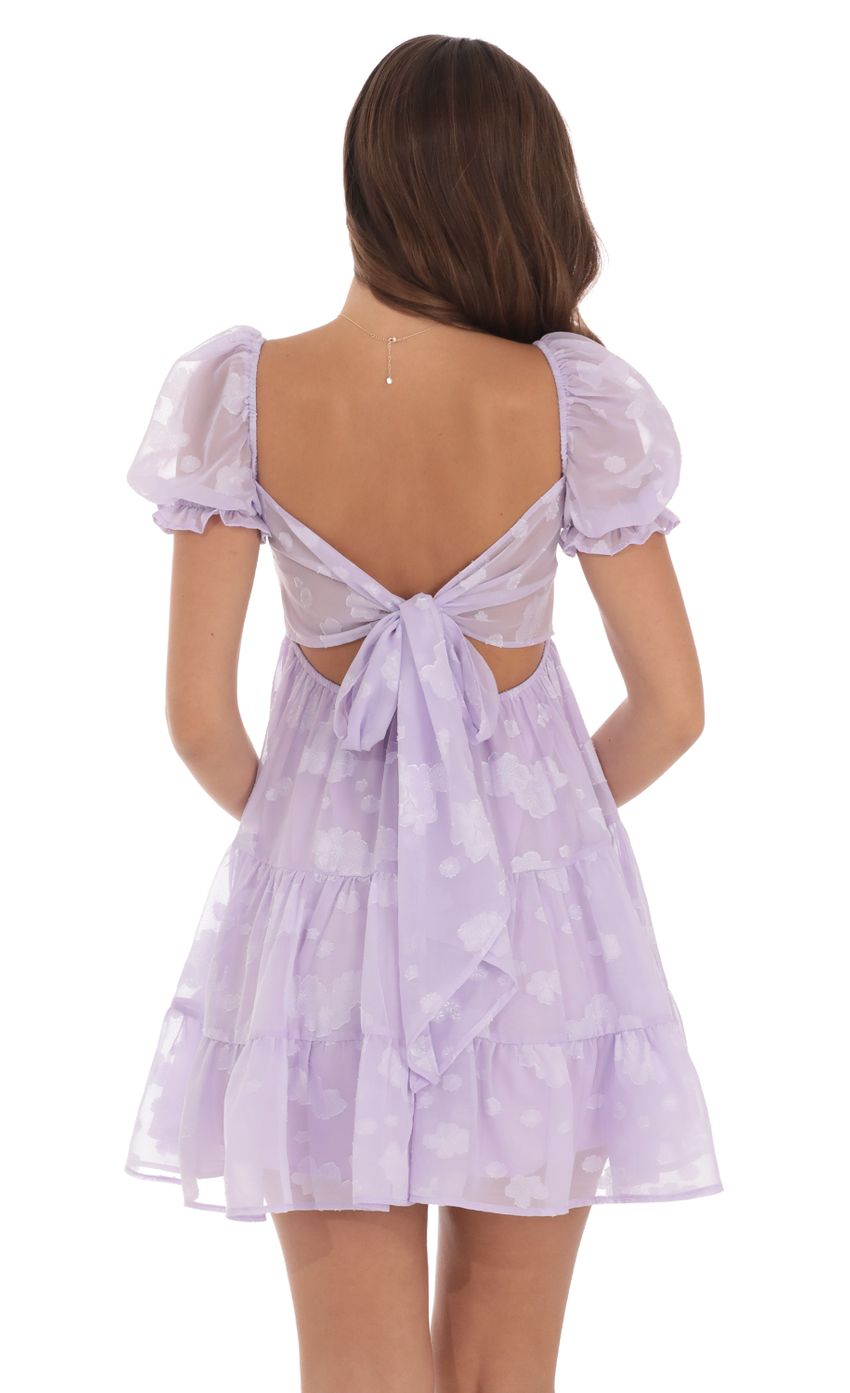 Product image for Floral Chiffon Fit and Flare Dress in Lavender