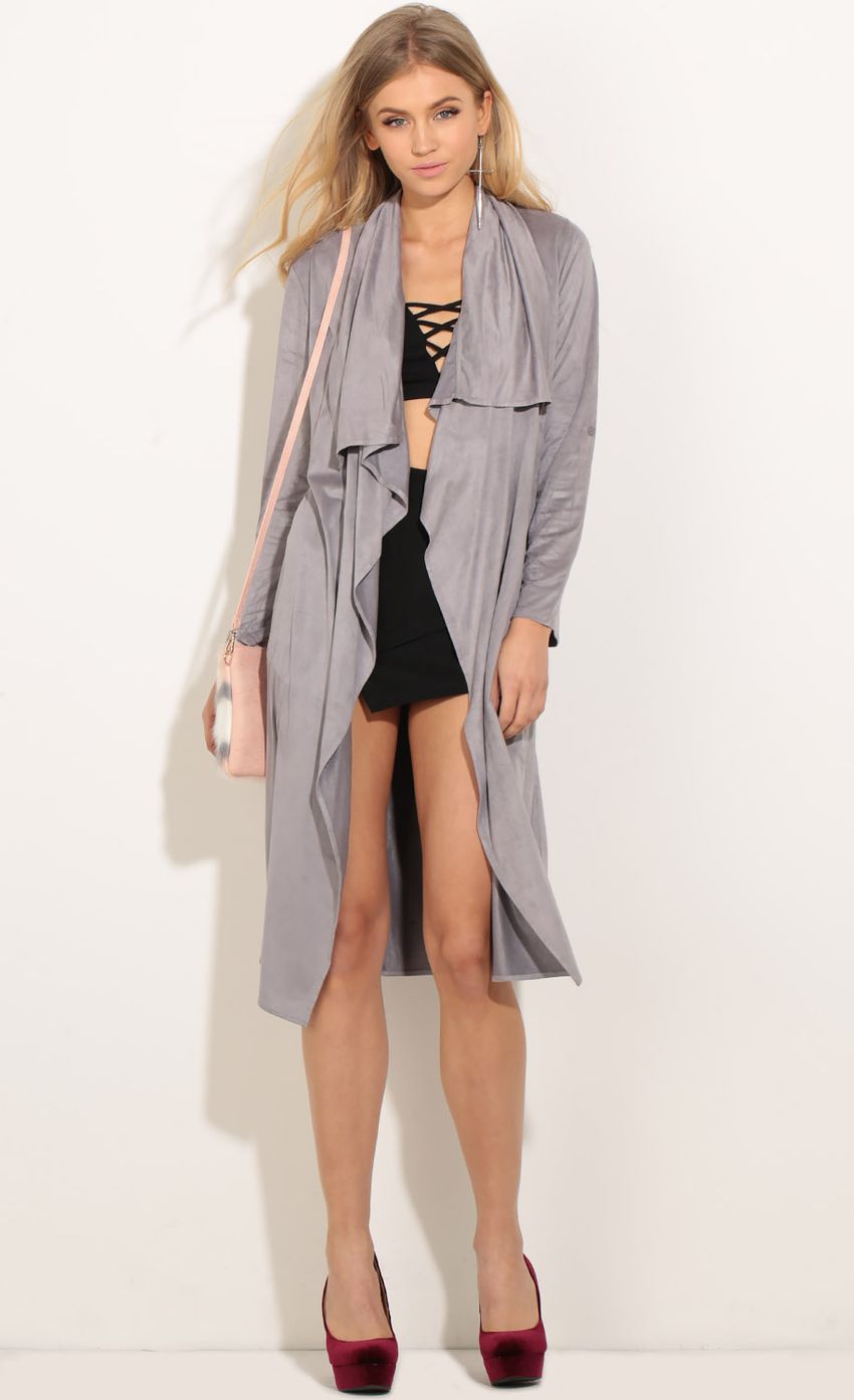 Picture Suede Trench Coat In Grey. Source: https://media-img.lucyinthesky.com/data/Dec16_1/850xAUTO/0Y5A0022.JPG