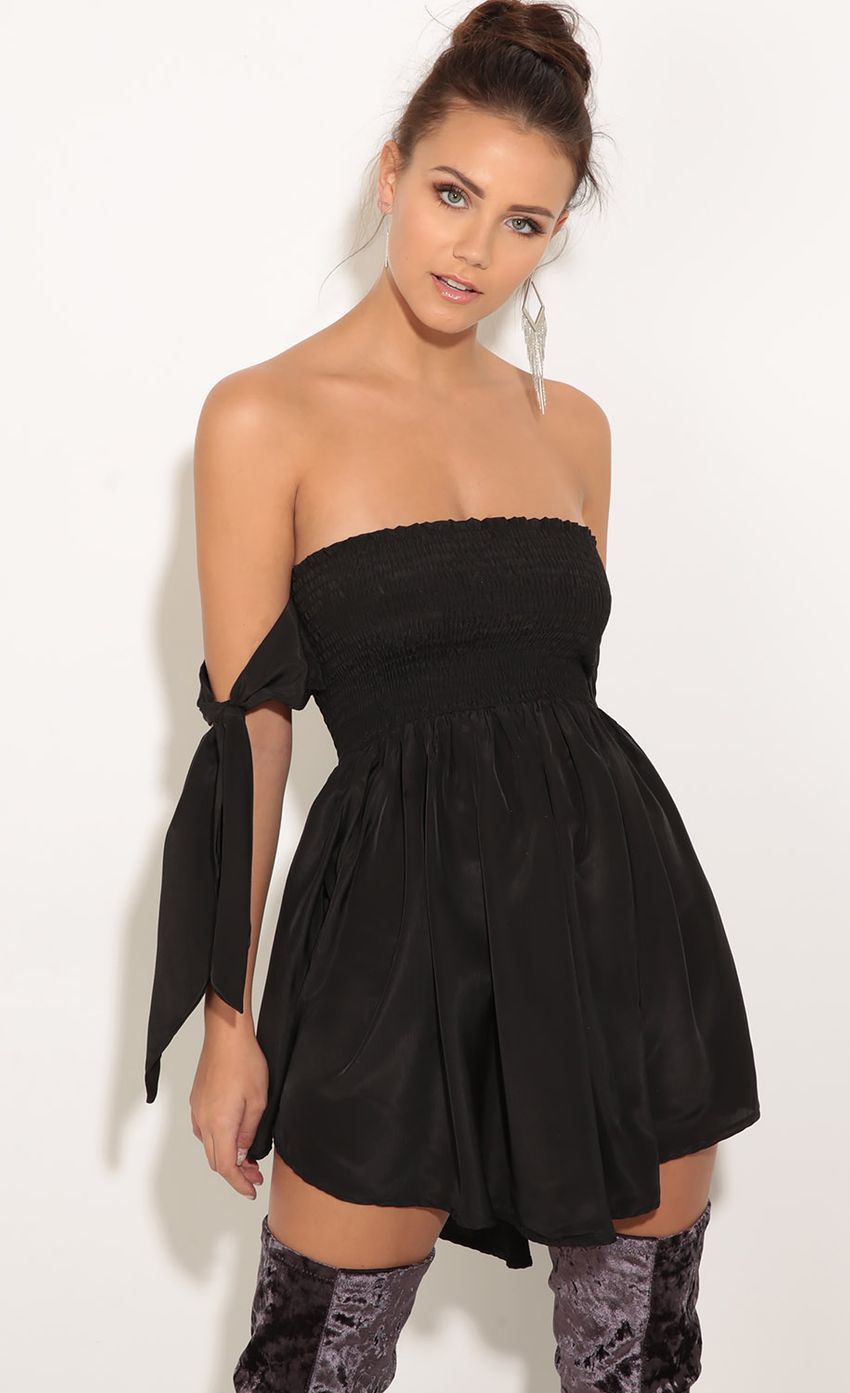 Picture Open shoulder satin dress in midnight sky. Source: https://media-img.lucyinthesky.com/data/Dec16_1/850xAUTO/0Y5A4914.JPG