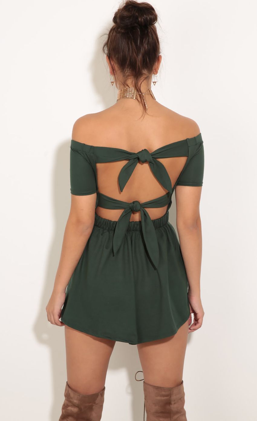 Picture Pleated A-Line Romper In Forest Green. Source: https://media-img.lucyinthesky.com/data/Dec16_1/850xAUTO/0Y5A5503.JPG