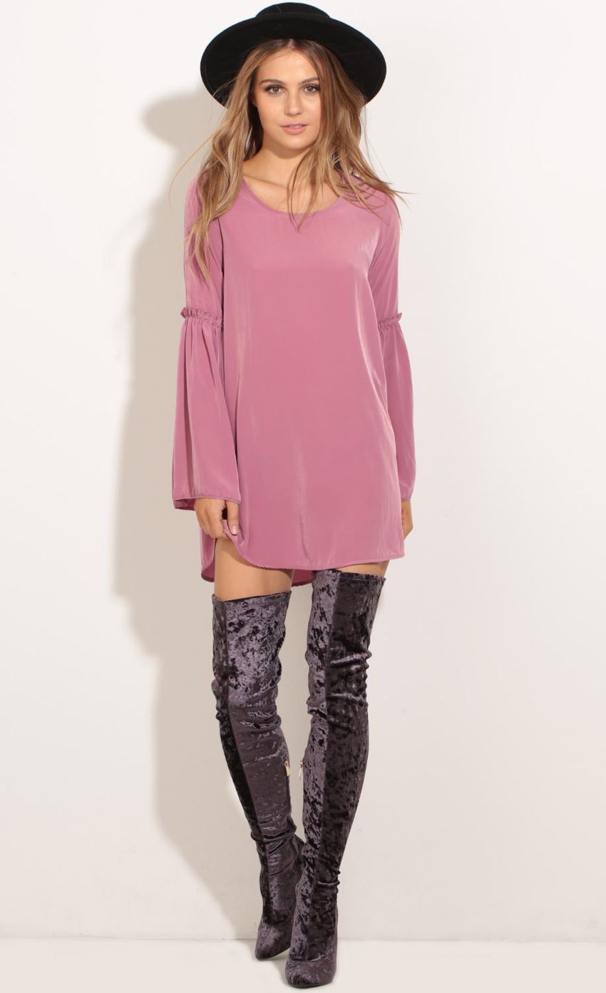 Picture Bell Sleeve Shift Dress In Mauve. Source: https://media-img.lucyinthesky.com/data/Dec16_2/850xAUTO/0Y5A0090.JPG