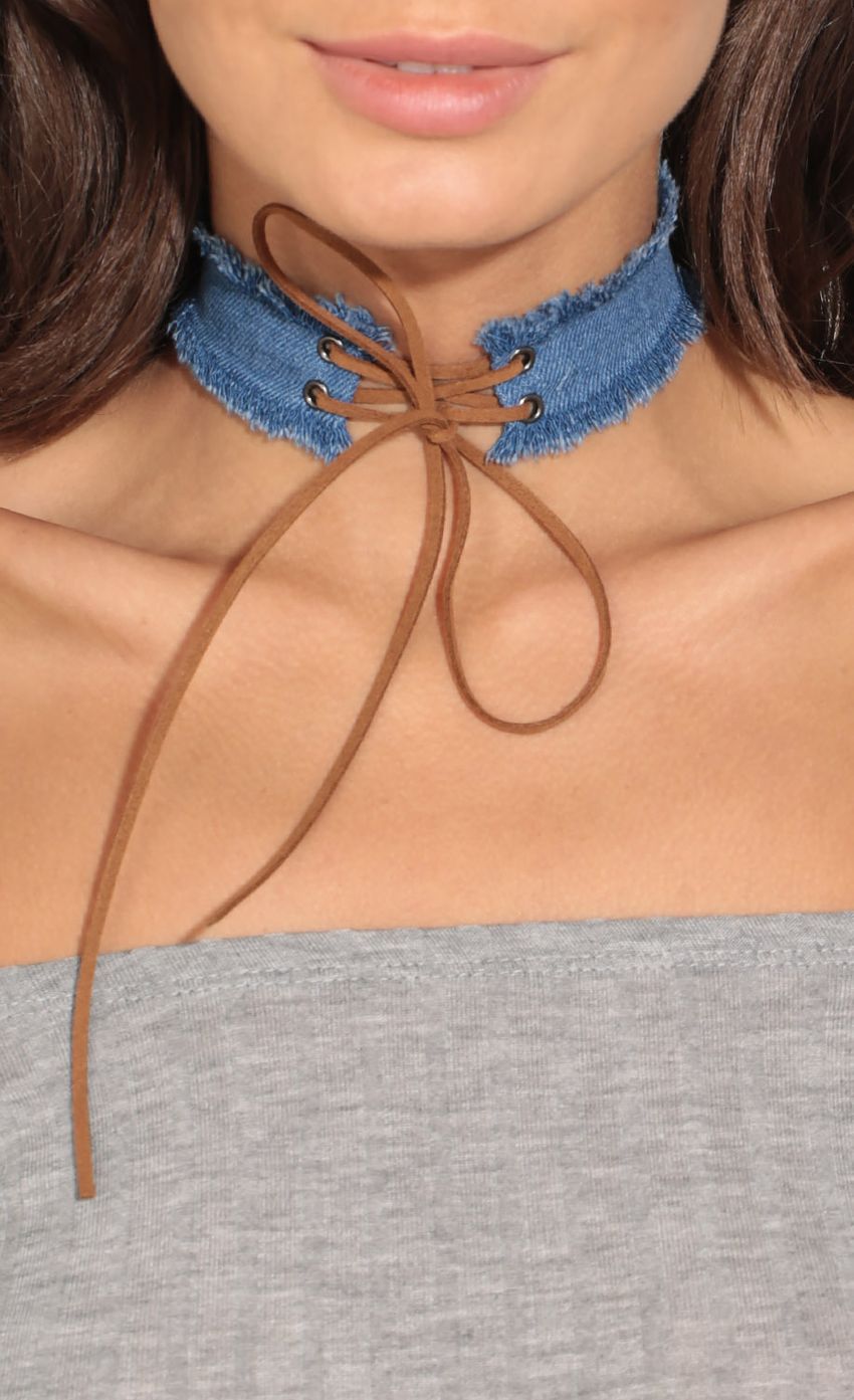 Picture Denim Lace-Up Choker Necklace. Source: https://media-img.lucyinthesky.com/data/Dec16_2/850xAUTO/0Y5A0169.JPG