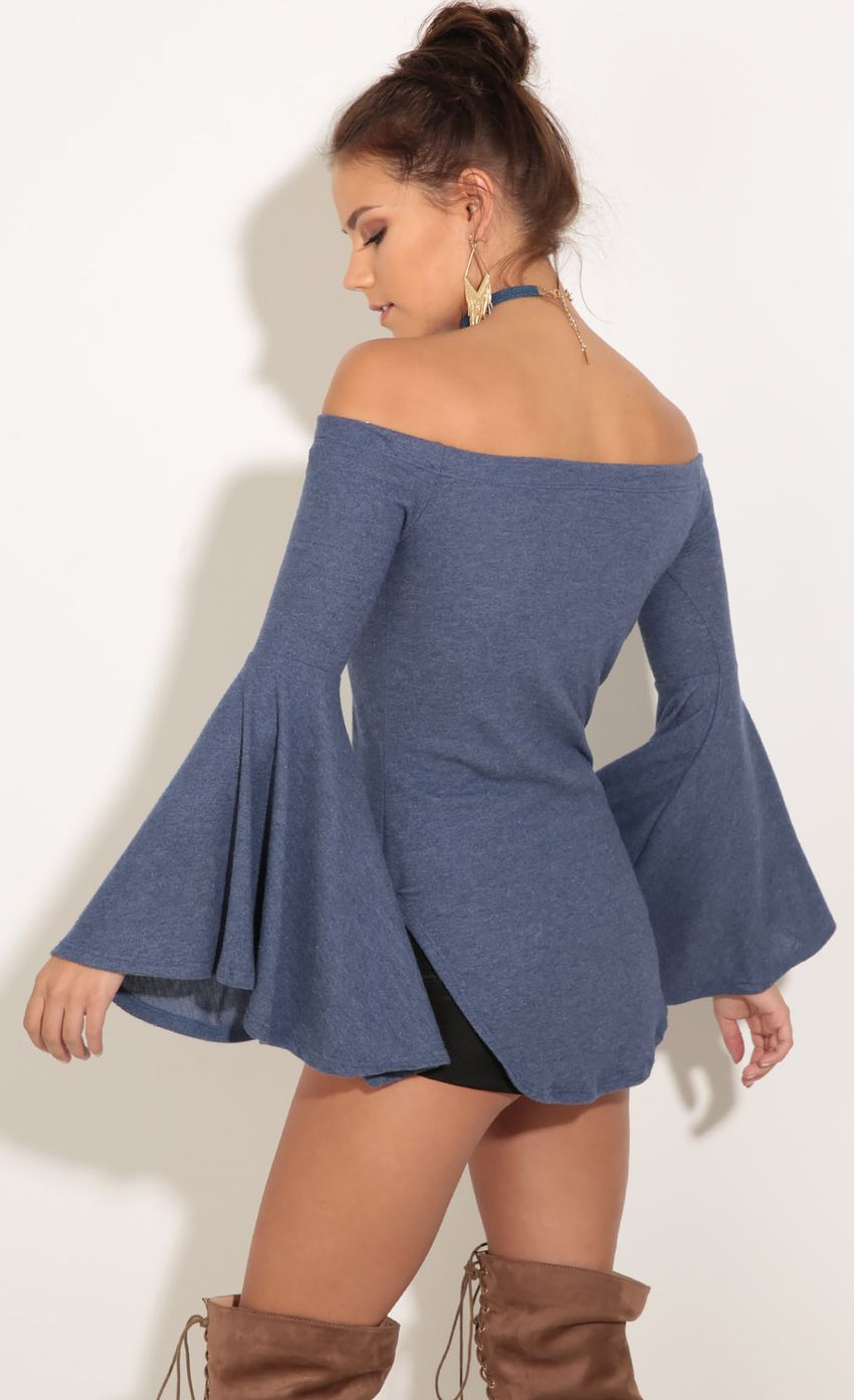 Picture Off The Shoulder Bell Sleeve Top In Blue. Source: https://media-img.lucyinthesky.com/data/Dec16_2/850xAUTO/0Y5A3023.JPG