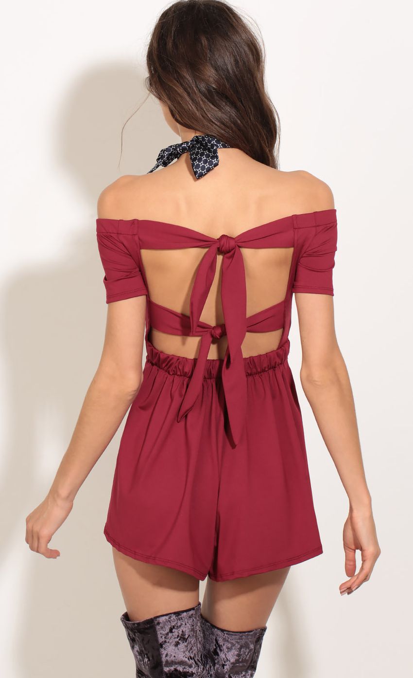 Picture Pleated A-Line Romper In Wine. Source: https://media-img.lucyinthesky.com/data/Dec16_2/850xAUTO/0Y5A9574.JPG