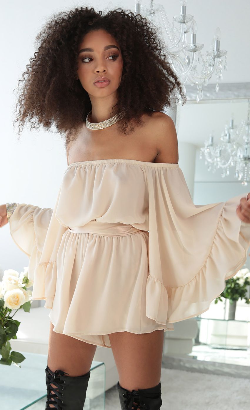 Picture Off The Shoulder Romper With Satin Belt. Source: https://media-img.lucyinthesky.com/data/Dec17_1/850xAUTO/0Y5A1679SS.JPG