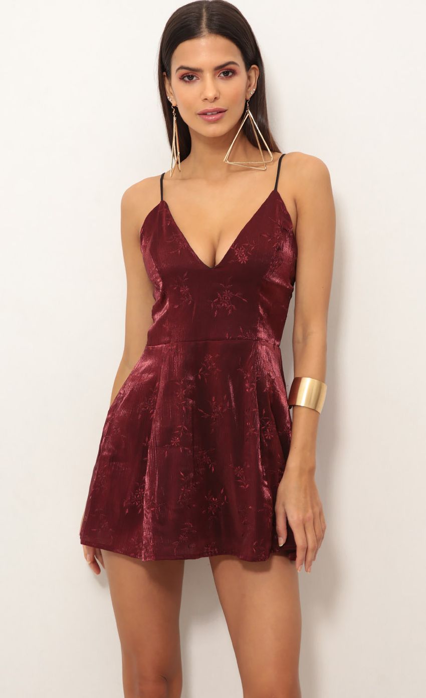Picture Metallic A-Line Dress in Merlot. Source: https://media-img.lucyinthesky.com/data/Dec18_2/850xAUTO/0Y5A8019S.JPG