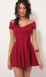 Picture Ambrose Pleated A-line Dress in Red. Source: https://media-img.lucyinthesky.com/data/Dec19_1/150xAUTO/781A0181.JPG