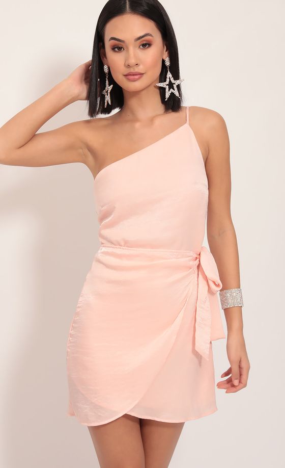 Satin Wrap Dress in Blush