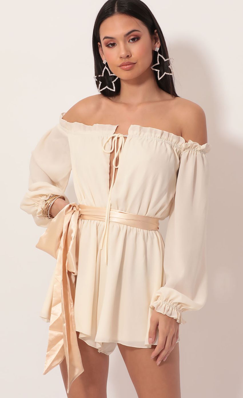Picture Vallarta Off The Shoulder Dress in Ivory. Source: https://media-img.lucyinthesky.com/data/Dec19_1/850xAUTO/781A8558.JPG