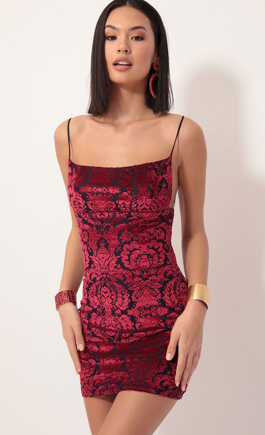 Picture Jay Burnout Velvet Edge Dress in Ruby. Source: https://media-img.lucyinthesky.com/data/Dec19_1/850xAUTO/781A8974.JPG
