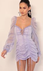 Picture Chiffon Puff Sleeve Dress in Lavender. Source: https://media-img.lucyinthesky.com/data/Dec19_2/150xAUTO/781A3773.JPG