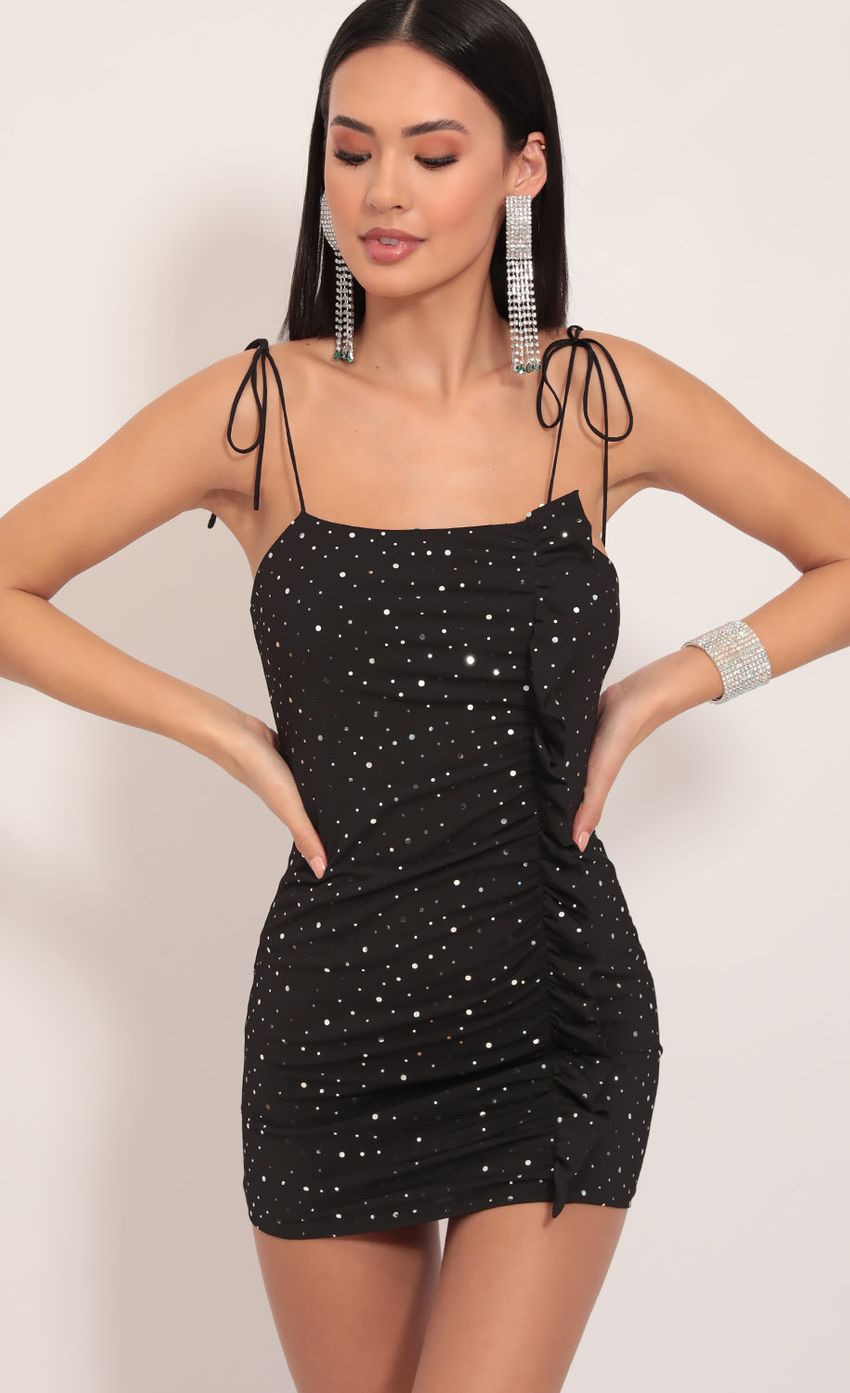 Picture Vertical Frill Dress in Twinkling Black. Source: https://media-img.lucyinthesky.com/data/Dec19_2/850xAUTO/781A1242.JPG