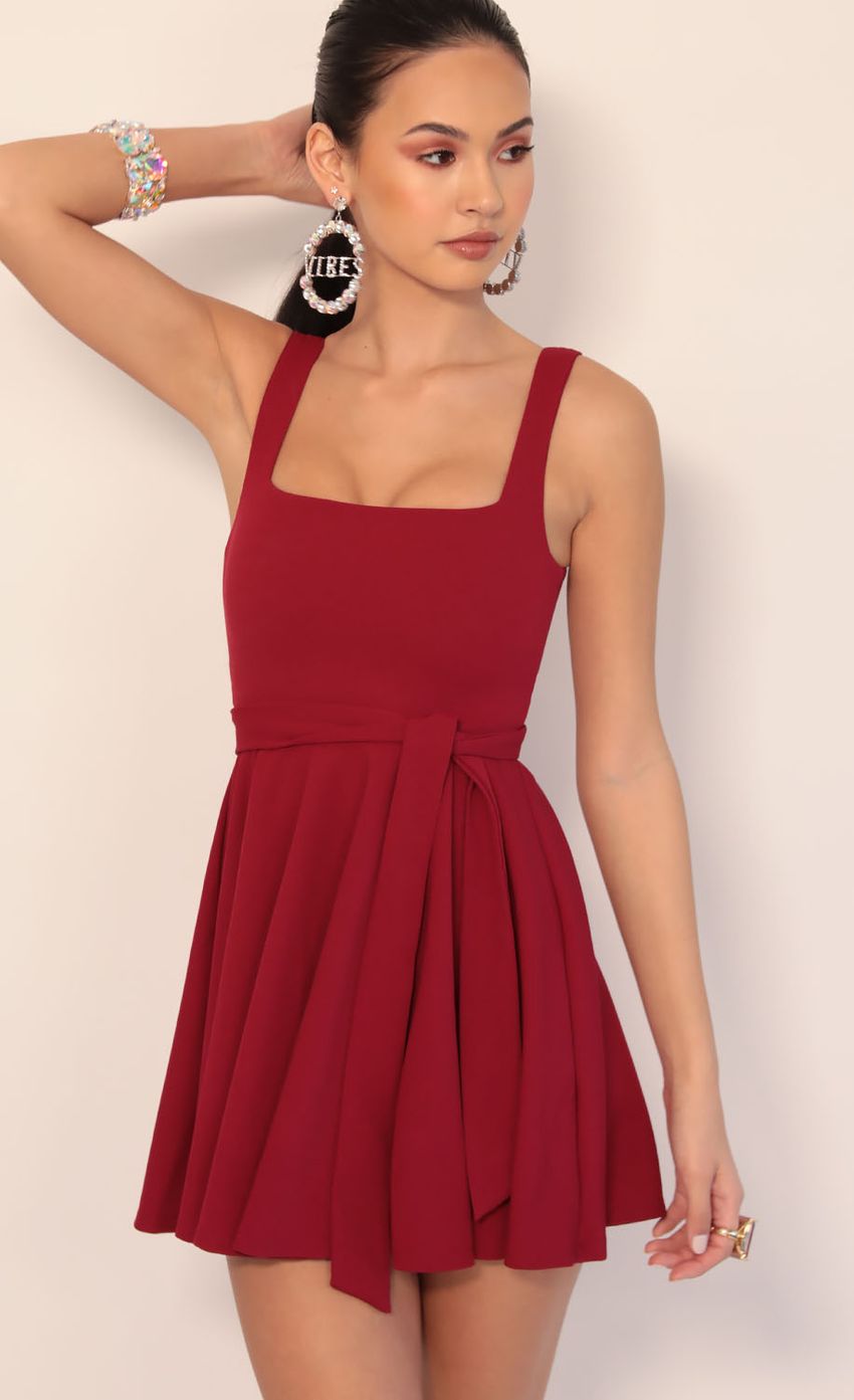 Picture A-line Dress in Deep Red. Source: https://media-img.lucyinthesky.com/data/Dec19_2/850xAUTO/781A1866.JPG