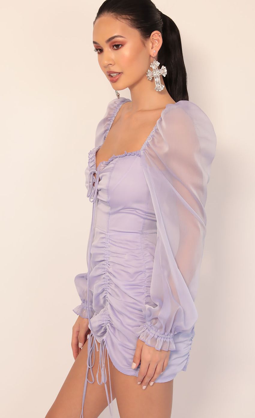 Picture Chiffon Puff Sleeve Dress in Lavender. Source: https://media-img.lucyinthesky.com/data/Dec19_2/850xAUTO/781A3781.JPG