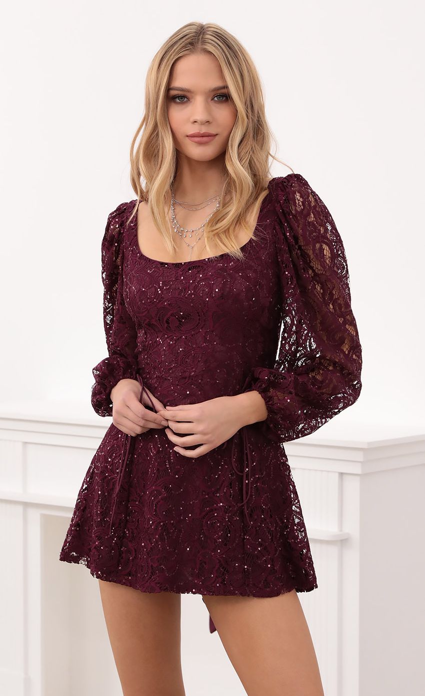 Picture A-Line Lace Dress in Merlot Lace. Source: https://media-img.lucyinthesky.com/data/Dec20_1/850xAUTO/1V9A3077.JPG