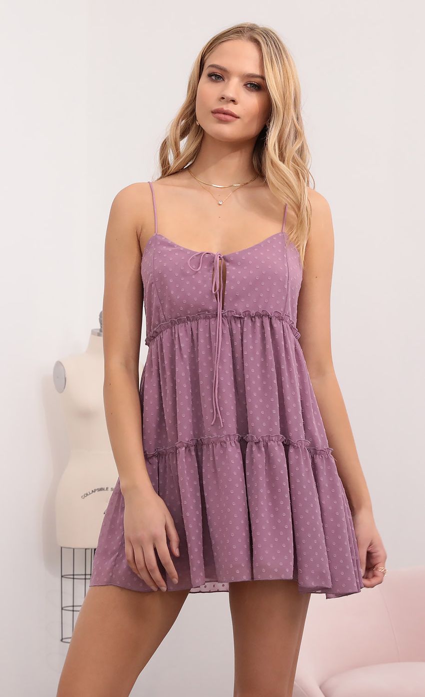 Picture Baby Doll Dress in Mauve Dot. Source: https://media-img.lucyinthesky.com/data/Dec20_1/850xAUTO/1V9A5058.JPG