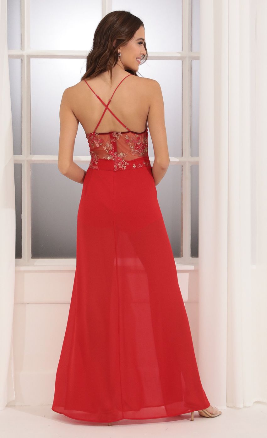 Picture Lace Maxi Dress in Red and Gold. Source: https://media-img.lucyinthesky.com/data/Dec21_1/850xAUTO/1V9A3316.JPG