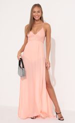 Picture Sequin Maxi Dress in Peach. Source: https://media-img.lucyinthesky.com/data/Dec21_2/150xAUTO/1V9A82941.JPG