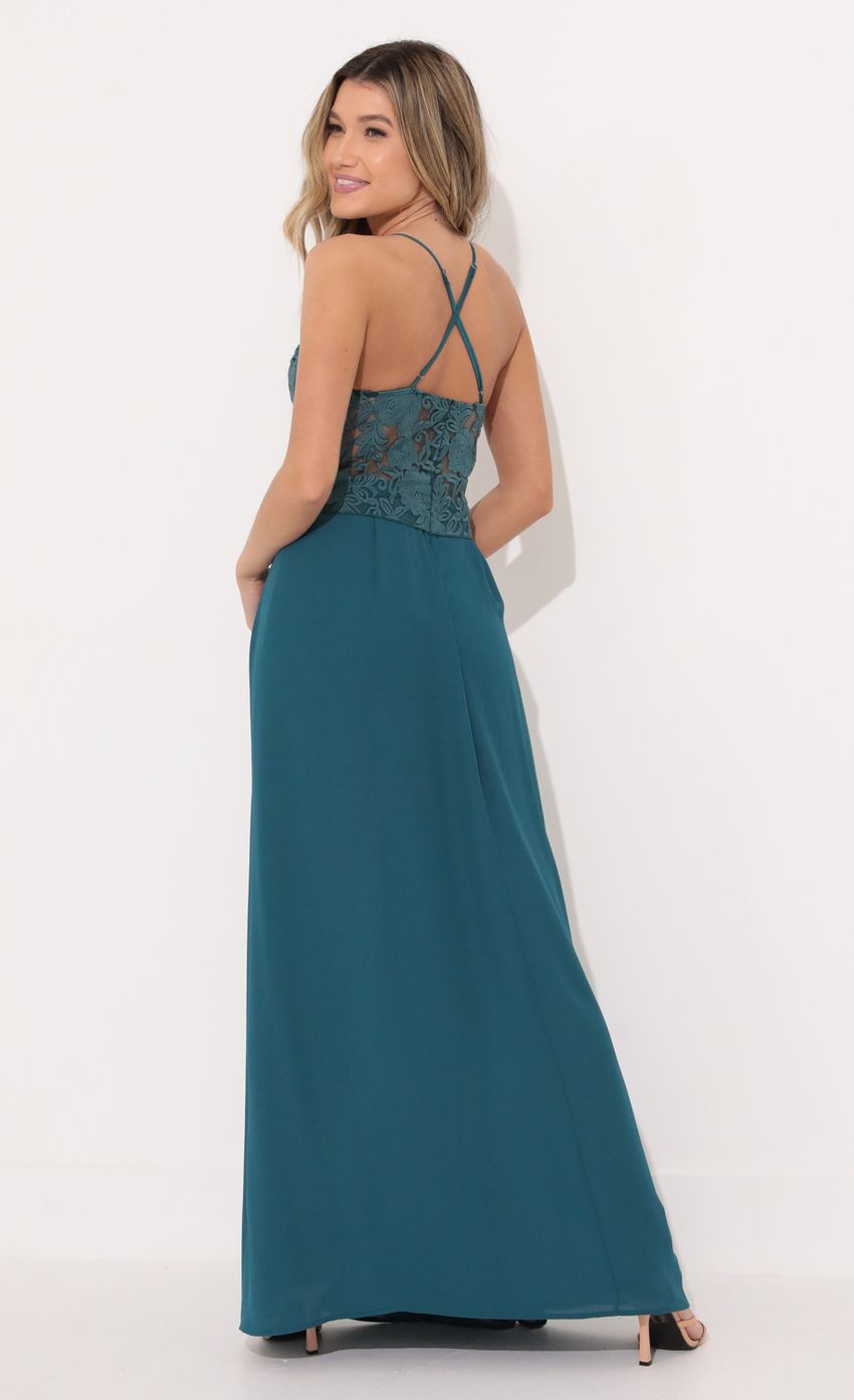 Picture Lace Maxi Dress in Teal. Source: https://media-img.lucyinthesky.com/data/Dec21_2/850xAUTO/1V9A1527.JPG