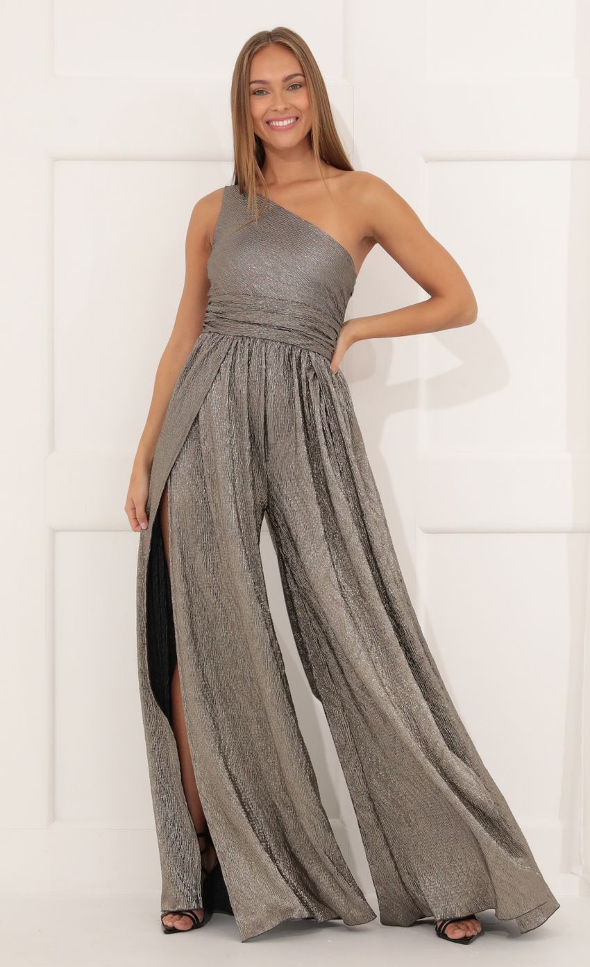 Picture One Shoulder Jumpsuit in Silver Shimmer. Source: https://media-img.lucyinthesky.com/data/Dec21_2/850xAUTO/1V9A5139.JPG