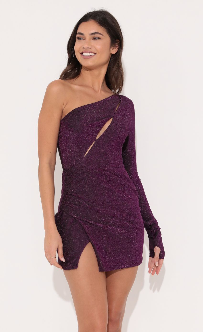 Picture One Shoulder Cutout Dress In Purple. Source: https://media-img.lucyinthesky.com/data/Dec21_2/850xAUTO/1V9A5913.JPG