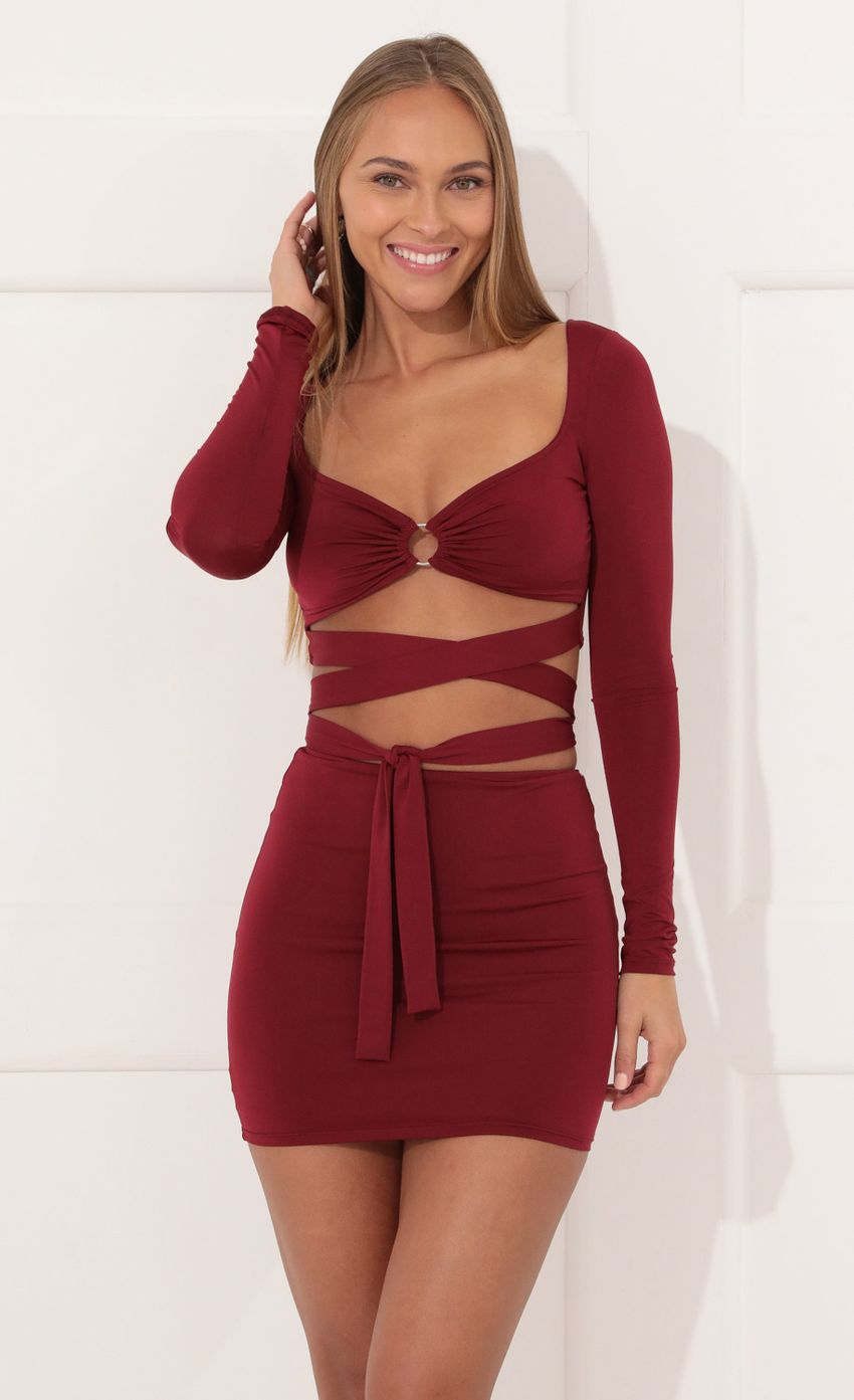Picture Bodycon Two Piece Set in Red. Source: https://media-img.lucyinthesky.com/data/Dec21_2/850xAUTO/1V9A62101.JPG
