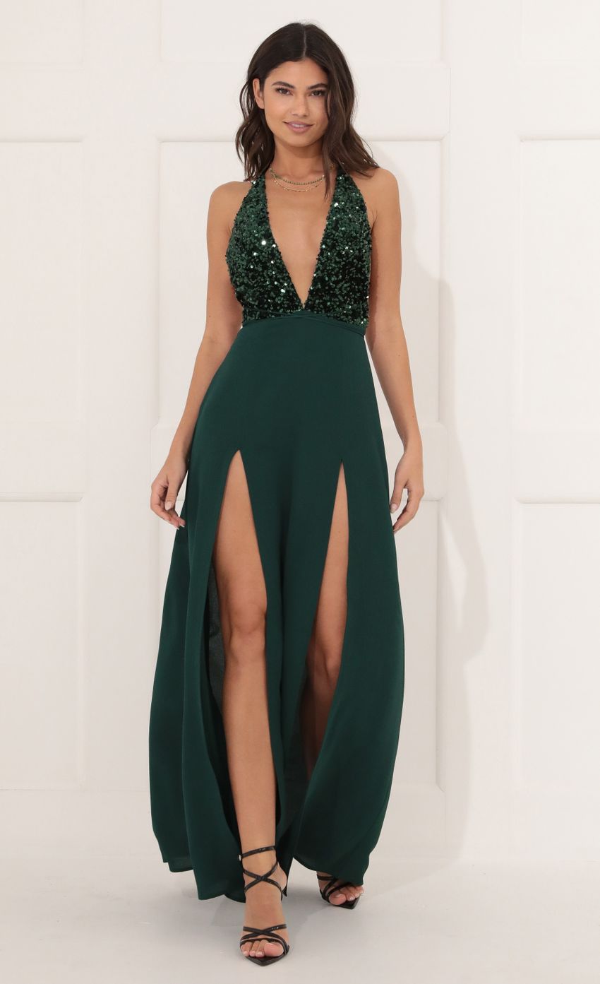 Picture Sequin Maxi Dress in Green. Source: https://media-img.lucyinthesky.com/data/Dec21_2/850xAUTO/1V9A80561.JPG
