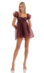 Elexia Puff Sleeve Baby Doll Dress in Red