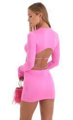 Picture Cutout Open Back Dress in Hot Pink. Source: https://media-img.lucyinthesky.com/data/Dec22/150xAUTO/699387e2-5d1d-49eb-a882-8ffbcaca33d1.jpg