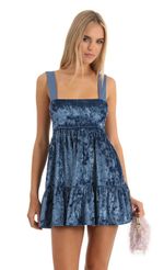 Picture Velvet Square Neckline Dress in Blue. Source: https://media-img.lucyinthesky.com/data/Dec22/150xAUTO/b0ac6179-036f-4dea-b57e-52b5092dc903.jpg