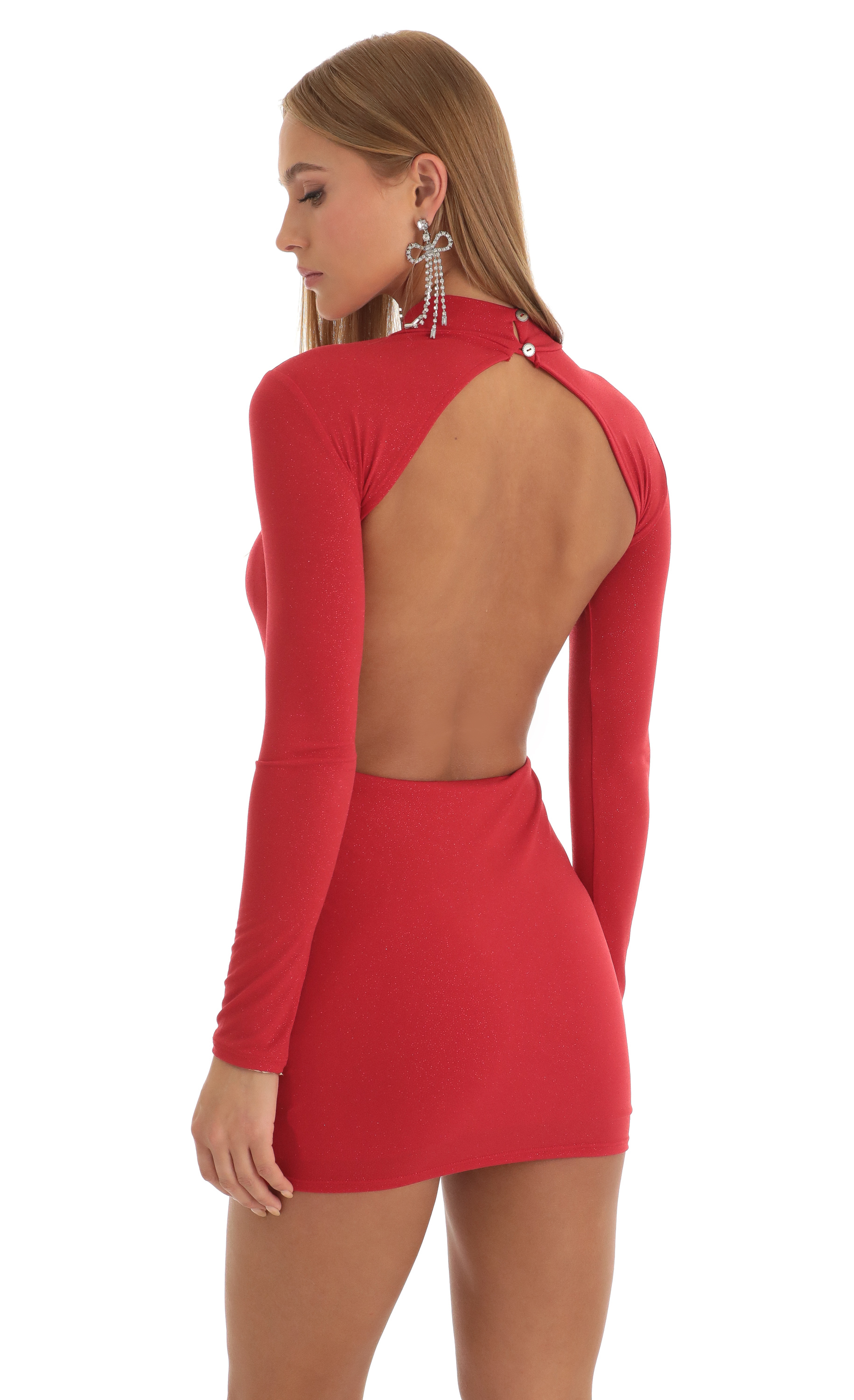Sparkling Red Open Back Dress