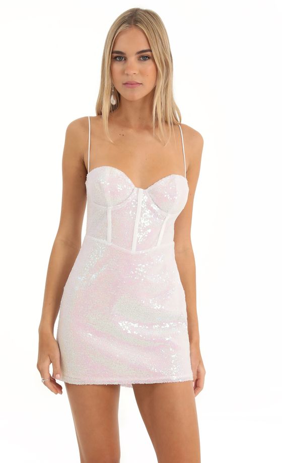 Sequin Corset Party Dress in White